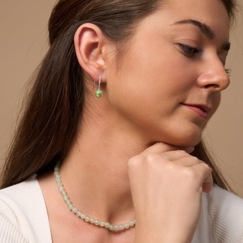 Kiwi | 925 Sterling Silber | Glühwürmchen-Glas-Huggie-Ohrringe