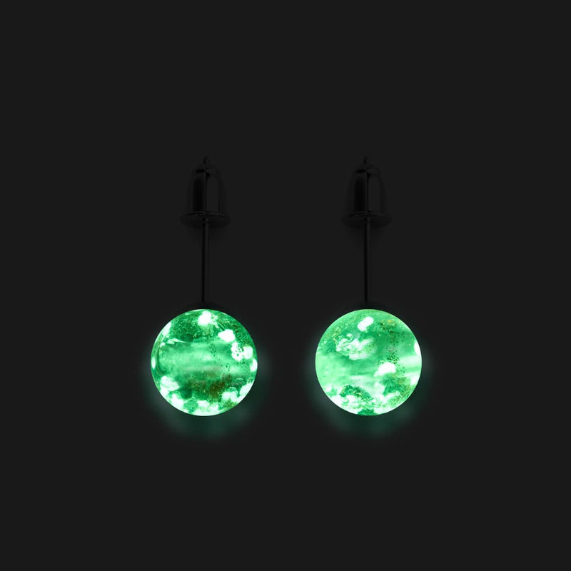 Flieder | 925 Sterling Silber | Glühwürmchen-Glas-Ohrstecker