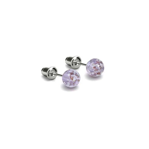 Flieder | 925er Sterlingsilber | Mini-Glühwürmchen-Ohrstecker aus Glas