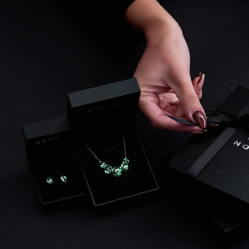 Obsidian | 925er Sterlingsilber | Glühwürmchen-Glas-Ohrstecker