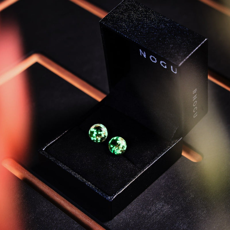 Obsidian | 925er Sterlingsilber | Glühwürmchen-Glas-Ohrstecker