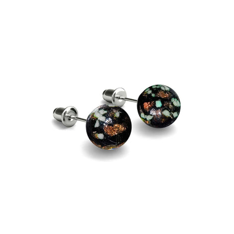 Obsidian | 925er Sterlingsilber | Glühwürmchen-Glas-Ohrstecker