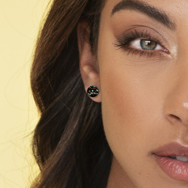 Obsidian | 925er Sterlingsilber | Glühwürmchen-Glas-Ohrstecker