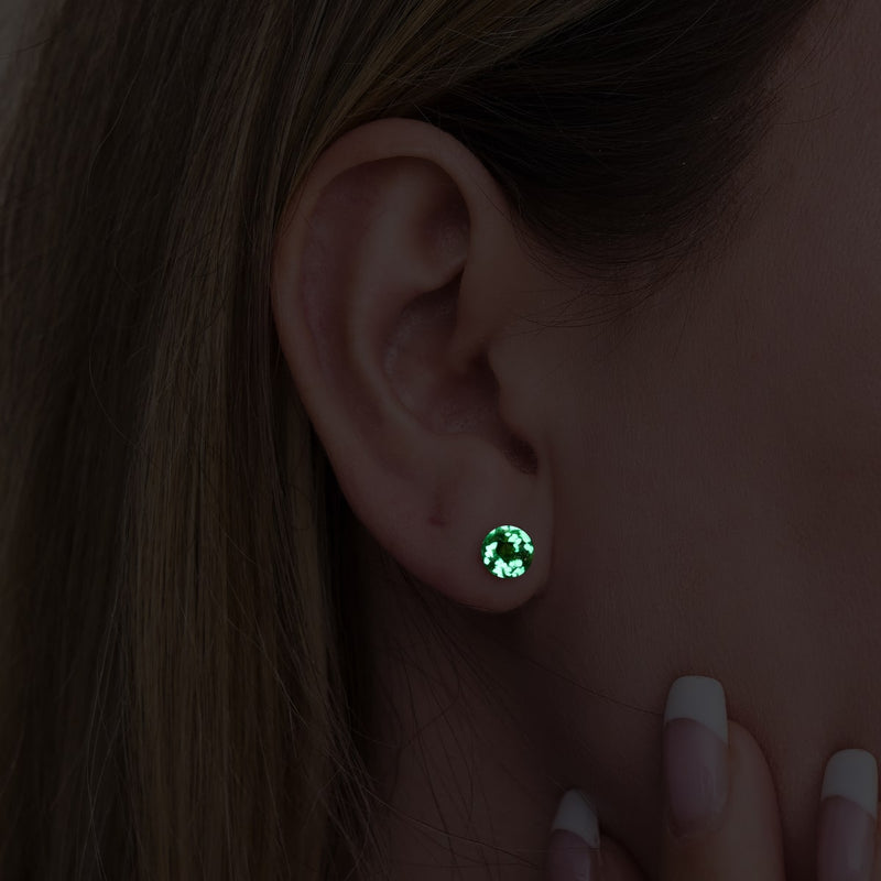 Obsidian | 925er Sterlingsilber | Mini-Glühwürmchen-Ohrstecker aus Glas