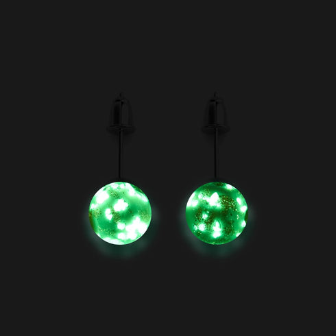 Immergrün | 925er Sterlingsilber | Glühwürmchen-Glas-Ohrstecker