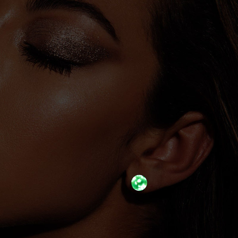 Immergrün | 925er Sterlingsilber | Glühwürmchen-Glas-Ohrstecker