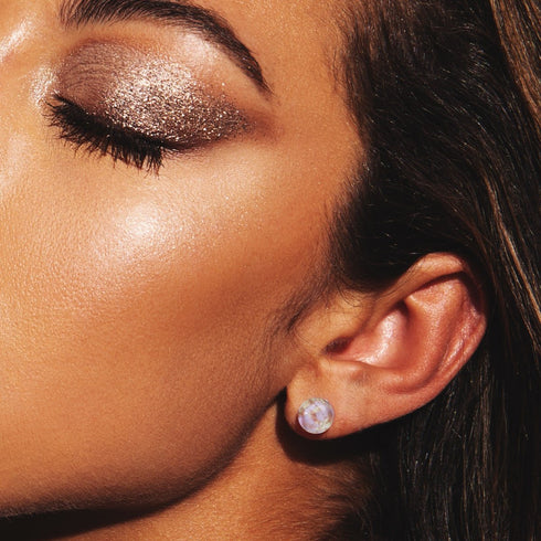 Immergrün | 925er Sterlingsilber | Glühwürmchen-Glas-Ohrstecker