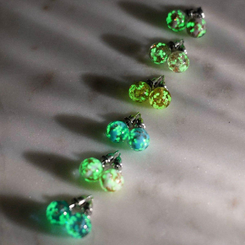 Rosenwasser | 925er Sterlingsilber | Glühwürmchen-Glas-Ohrstecker