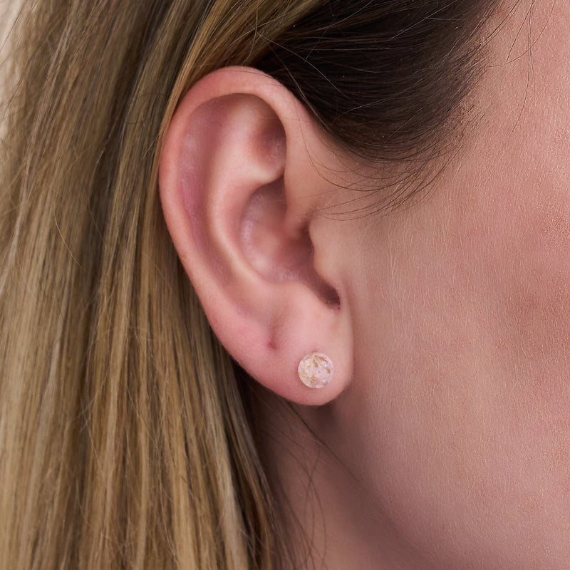 Rosenwasser | 925er Sterlingsilber | Mini-Glühwürmchen-Ohrstecker aus Glas