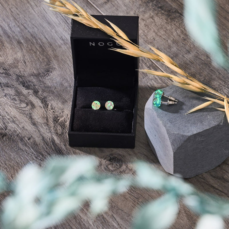 Rosenwasser | 925er Sterlingsilber | Mini-Glühwürmchen-Ohrstecker aus Glas