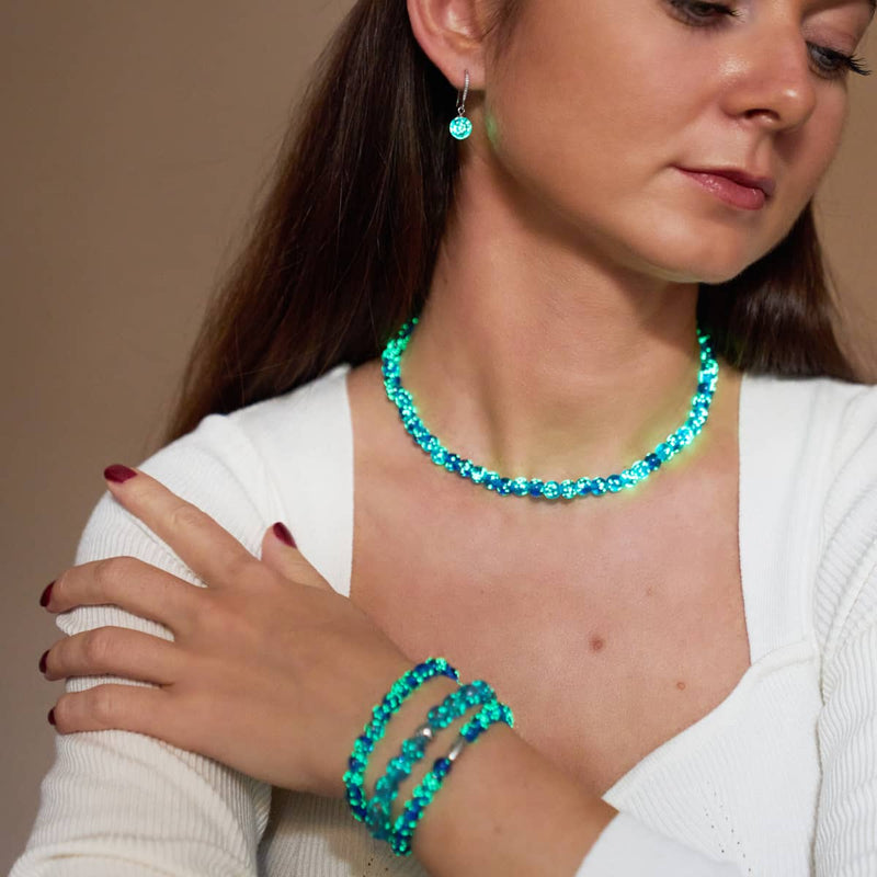 Saphir | 925er Sterlingsilber | Glühwürmchen-Glas-Huggie-Ohrringe