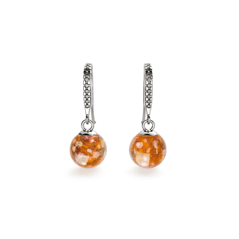 Mandarine | 925 Sterling Silber | Glühwürmchen-Glas-Huggie-Ohrringe