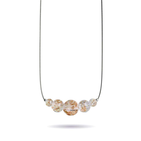 Alabaster | 925er Sterlingsilber | Glühwürmchen-Glas-Halskette mit Unendlichkeitsverschluss