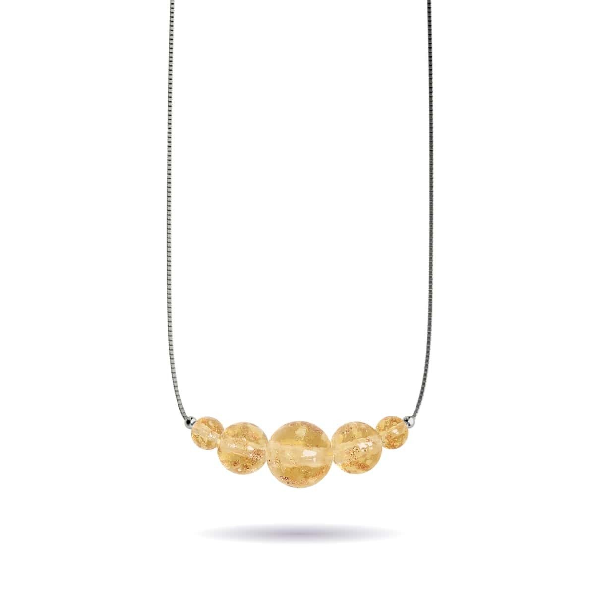 Bernstein | 925er Sterlingsilber | Glühwürmchen-Glas-Halskette mit Unendlichkeitsverschluss