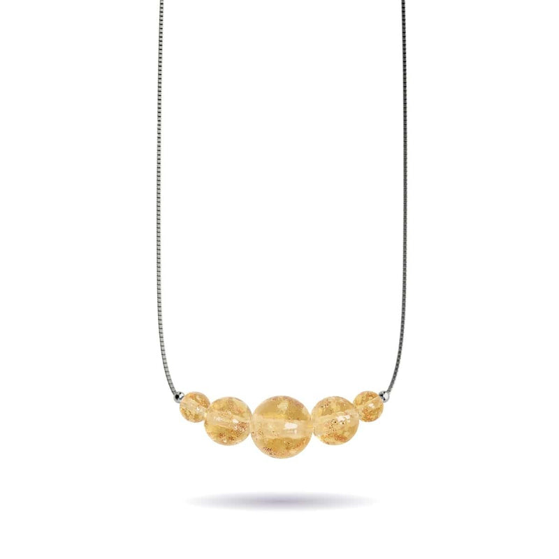 Bernstein | 925er Sterlingsilber | Glühwürmchen-Glas-Halskette mit Unendlichkeitsverschluss