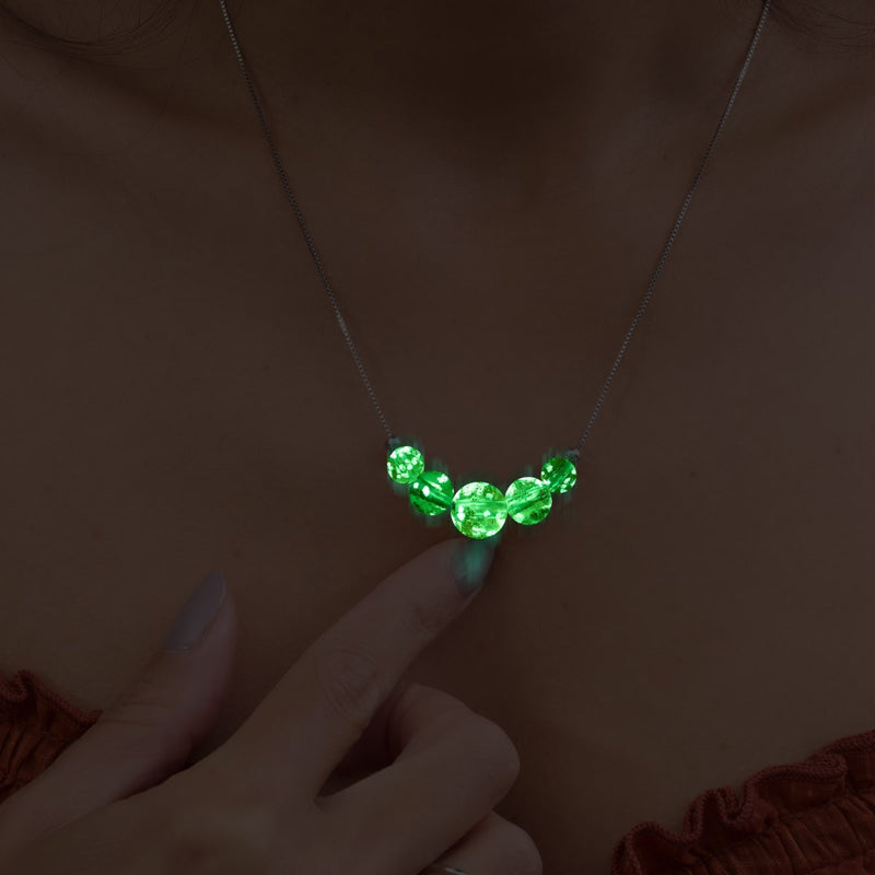 Bernstein | 925er Sterlingsilber | Glühwürmchen-Glas-Halskette mit Unendlichkeitsverschluss