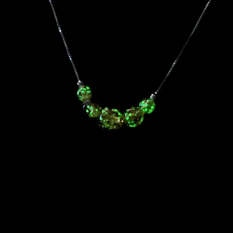 Bernstein | 925er Sterlingsilber | Glühwürmchen-Glas-Halskette mit Unendlichkeitsverschluss