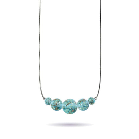 Arktisblau | 925 Sterling Silber | Glühwürmchen-Glas-Halskette mit Unendlichkeitsverschluss