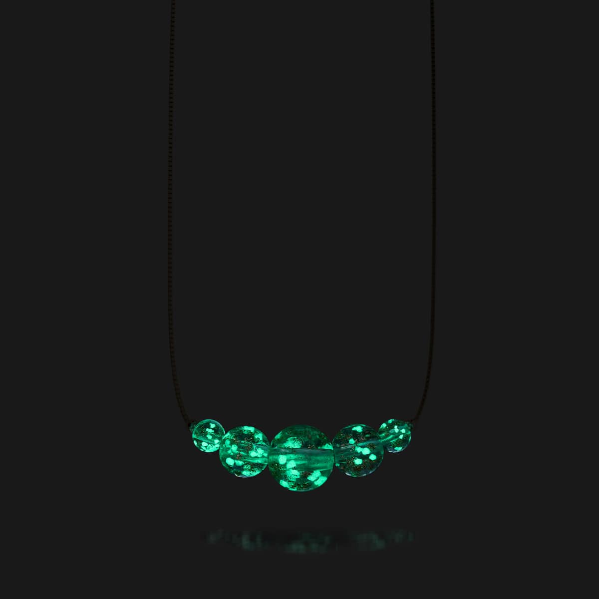 Arktisblau | 925 Sterling Silber | Glühwürmchen-Glas-Halskette mit Unendlichkeitsverschluss