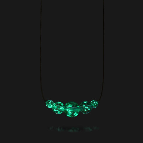 Arktisblau | 925 Sterling Silber | Glühwürmchen-Glas-Halskette mit Unendlichkeitsverschluss