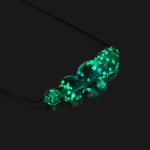 Arktisblau | 925 Sterling Silber | Glühwürmchen-Glas-Halskette mit Unendlichkeitsverschluss