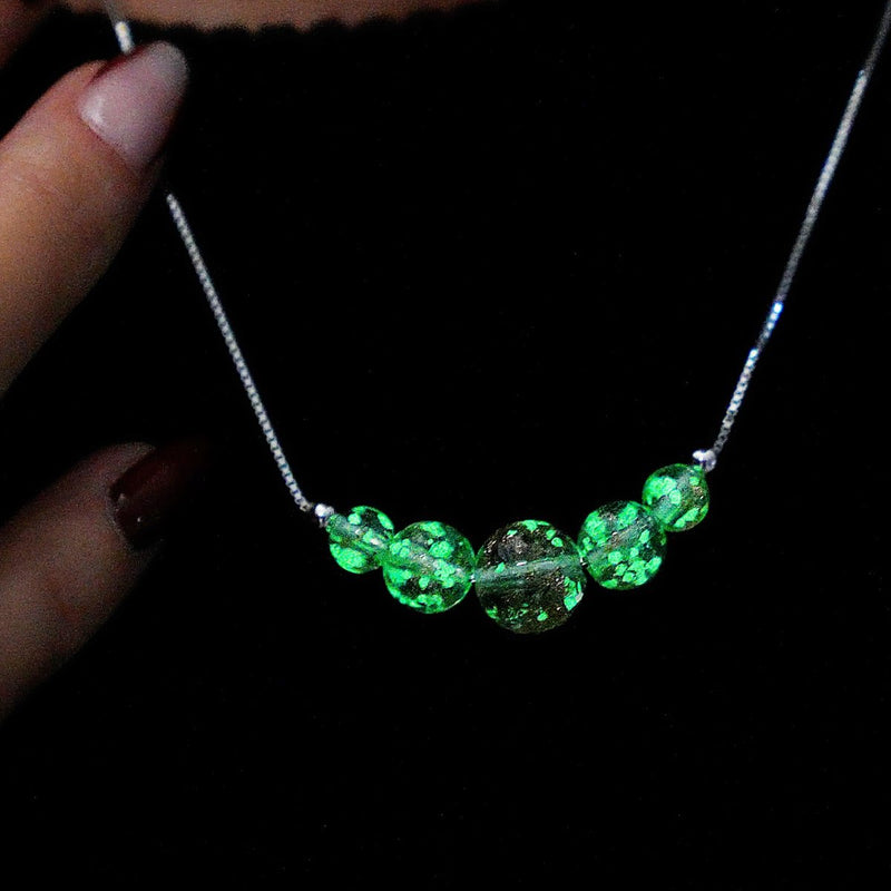 Arktisblau | 925 Sterling Silber | Glühwürmchen-Glas-Halskette mit Unendlichkeitsverschluss