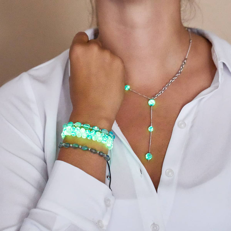 Himmelblau | Silber | Firefly Glas Kaskaden Doppelanhänger