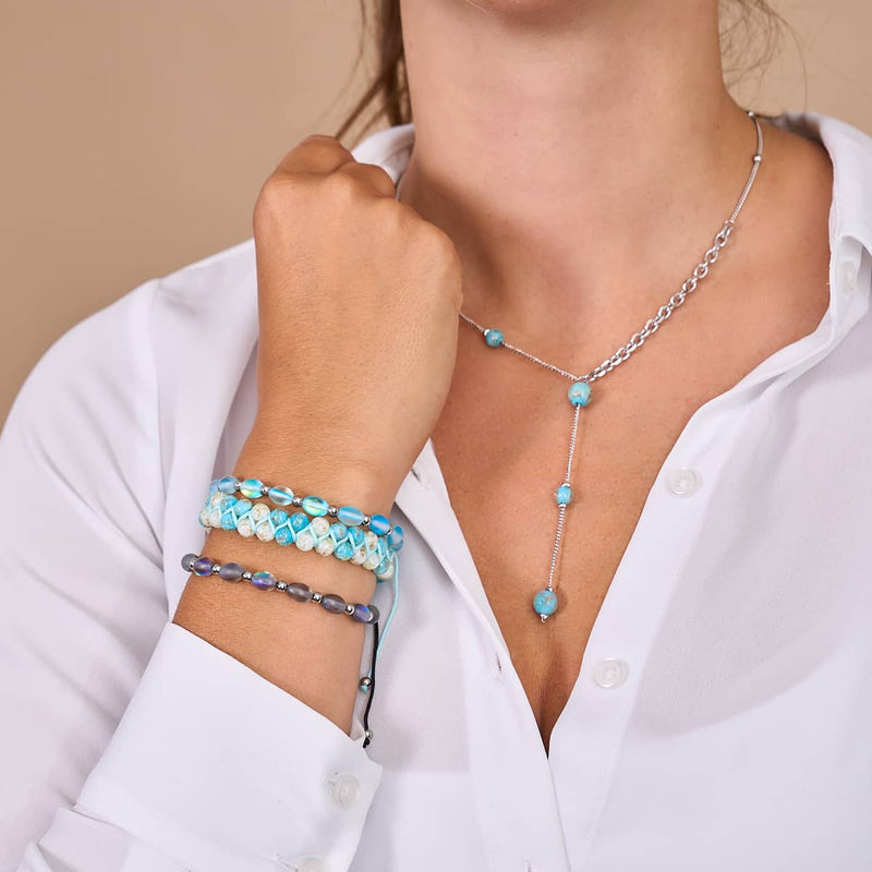 Himmelblau | Silber | Firefly Glas Kaskaden Doppelanhänger