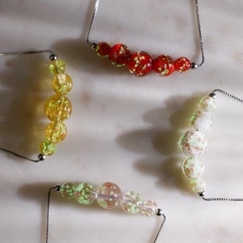 Purpurrot | 925 Sterling Silber | Glühwürmchen-Glas-Halskette mit Unendlichkeitsverschluss