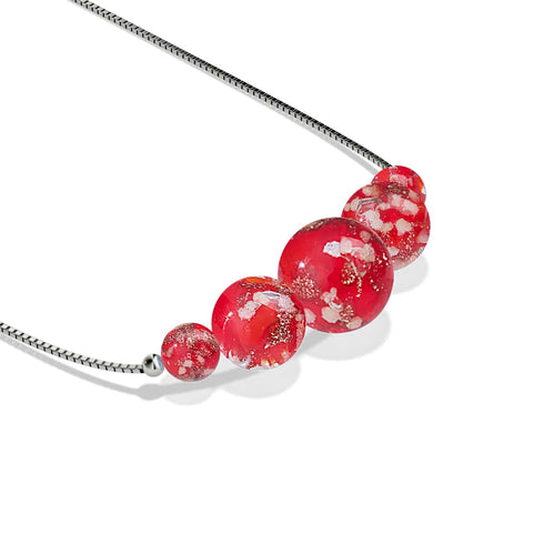 Purpurrot | 925 Sterling Silber | Glühwürmchen-Glas-Halskette mit Unendlichkeitsverschluss