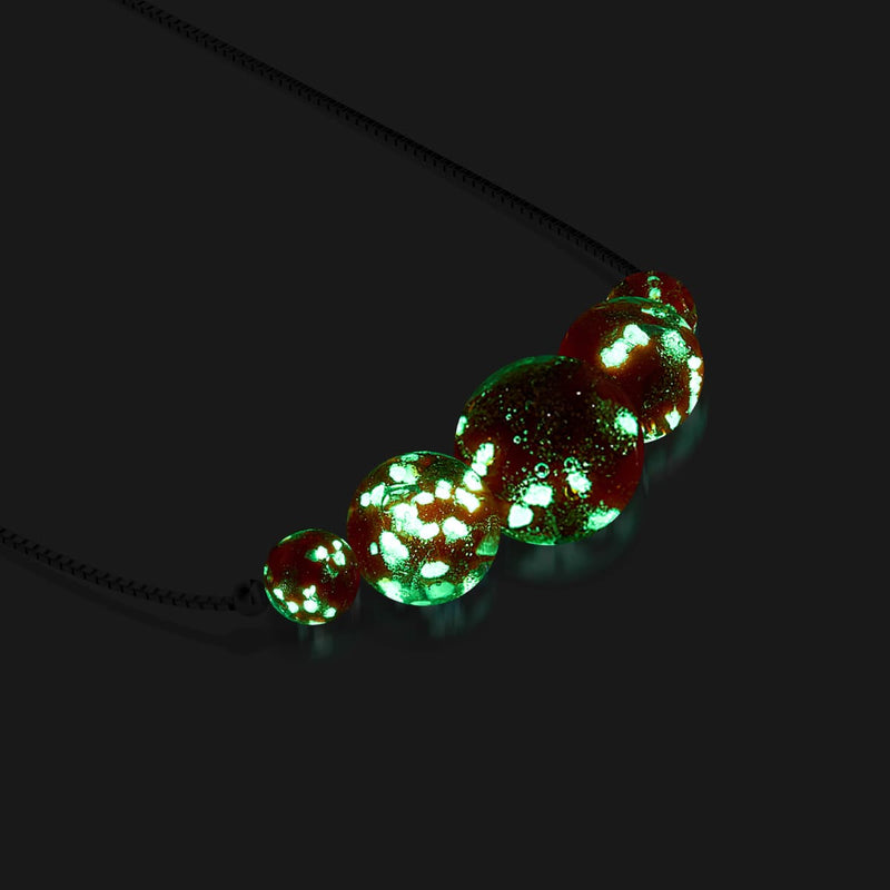 Purpurrot | 925 Sterling Silber | Glühwürmchen-Glas-Halskette mit Unendlichkeitsverschluss