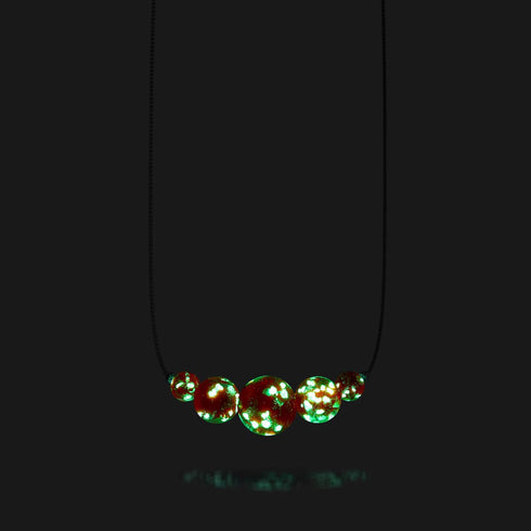 Purpurrot | 925 Sterling Silber | Glühwürmchen-Glas-Halskette mit Unendlichkeitsverschluss
