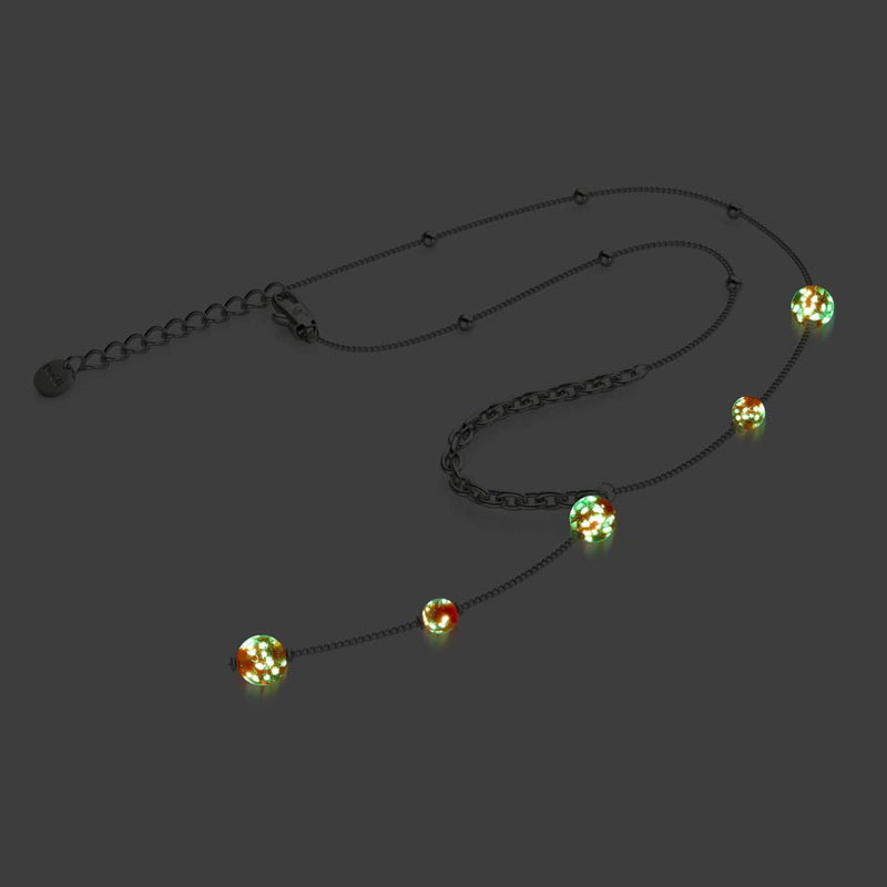 Purpurrot | Silber | Firefly Glas Kaskaden Doppelanhänger