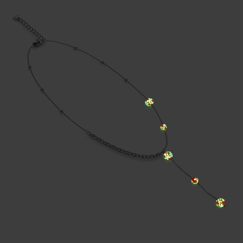 Purpurrot | Silber | Firefly Glas Kaskaden Doppelanhänger