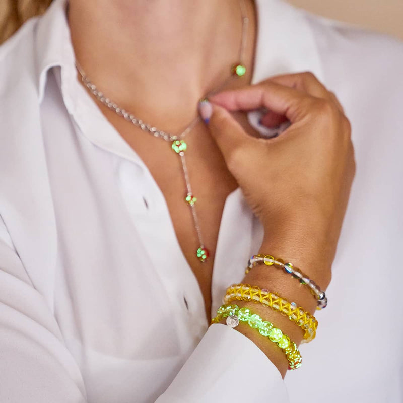 Purpurrot | Silber | Firefly Glas Kaskaden Doppelanhänger