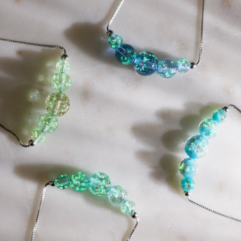 Evergreen | 925 Sterling Silber | Glühwürmchen-Glas-Halskette mit Unendlichkeitsverschluss