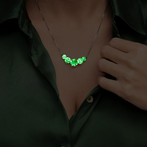 Evergreen | 925 Sterling Silber | Glühwürmchen-Glas-Halskette mit Unendlichkeitsverschluss