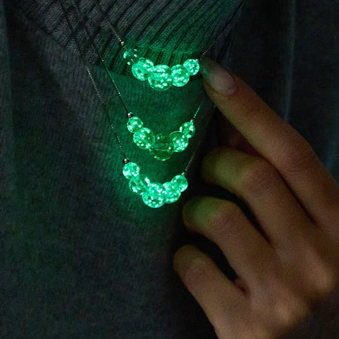 Evergreen | 925 Sterling Silber | Glühwürmchen-Glas-Halskette mit Unendlichkeitsverschluss