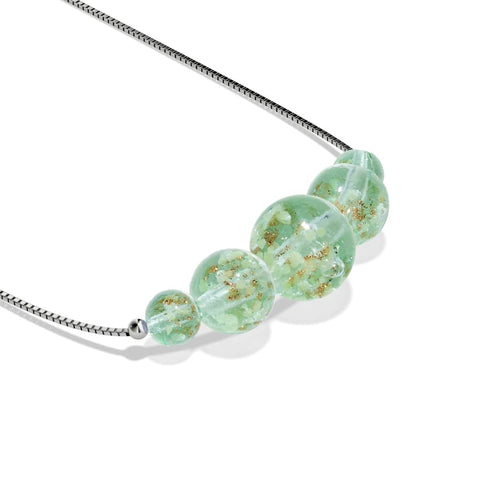 Evergreen | 925 Sterling Silber | Glühwürmchen-Glas-Halskette mit Unendlichkeitsverschluss