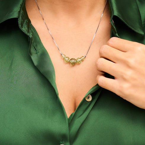 Evergreen | 925 Sterling Silber | Glühwürmchen-Glas-Halskette mit Unendlichkeitsverschluss