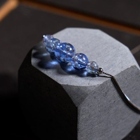 Indigo | 925er Sterlingsilber | Halskette mit Glühwürmchen-Glas-Unendlichkeitsverschluss