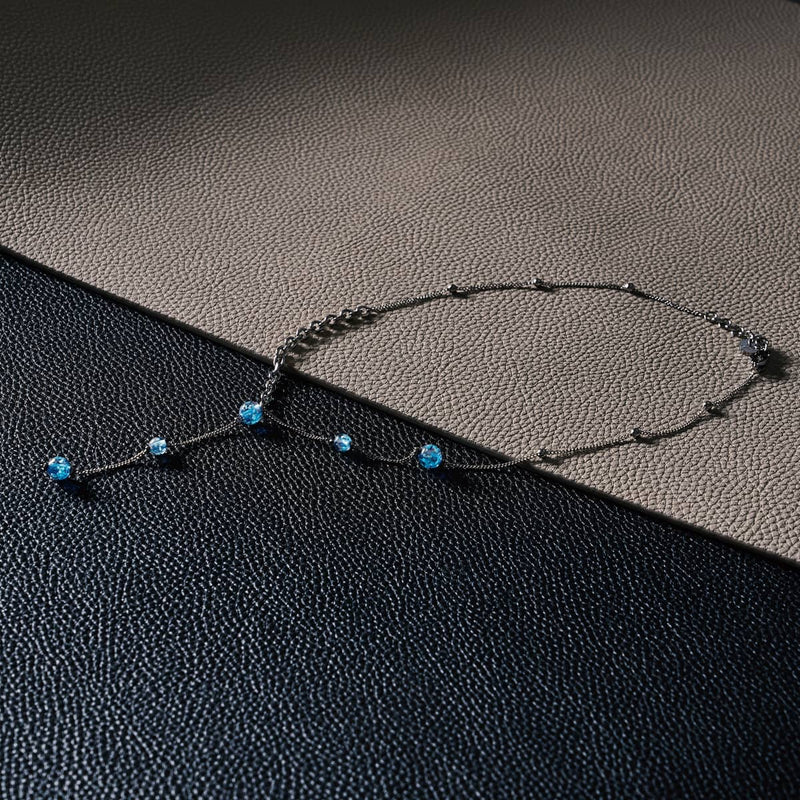 Indigo | Silber | Firefly Glas Kaskaden Doppelanhänger