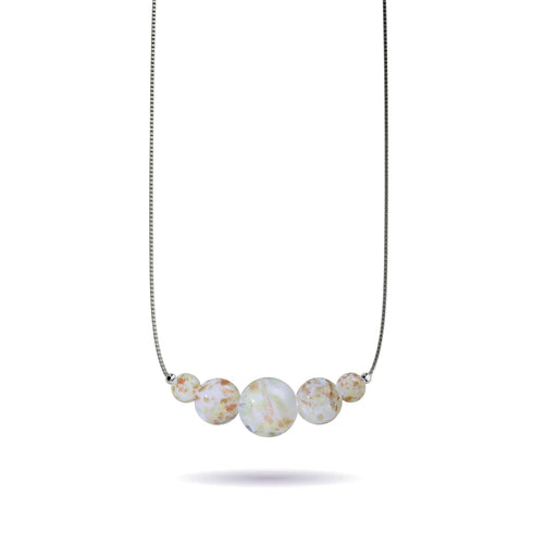 Elfenbein | 925er Sterlingsilber | Glühwürmchen-Glas-Halskette mit Unendlichkeitsverschluss