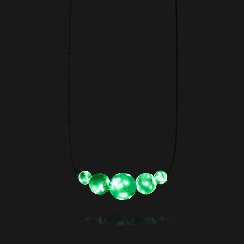 Elfenbein | 925er Sterlingsilber | Glühwürmchen-Glas-Halskette mit Unendlichkeitsverschluss