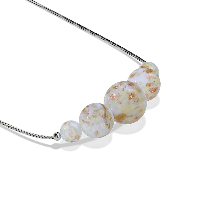 Elfenbein | 925er Sterlingsilber | Glühwürmchen-Glas-Halskette mit Unendlichkeitsverschluss