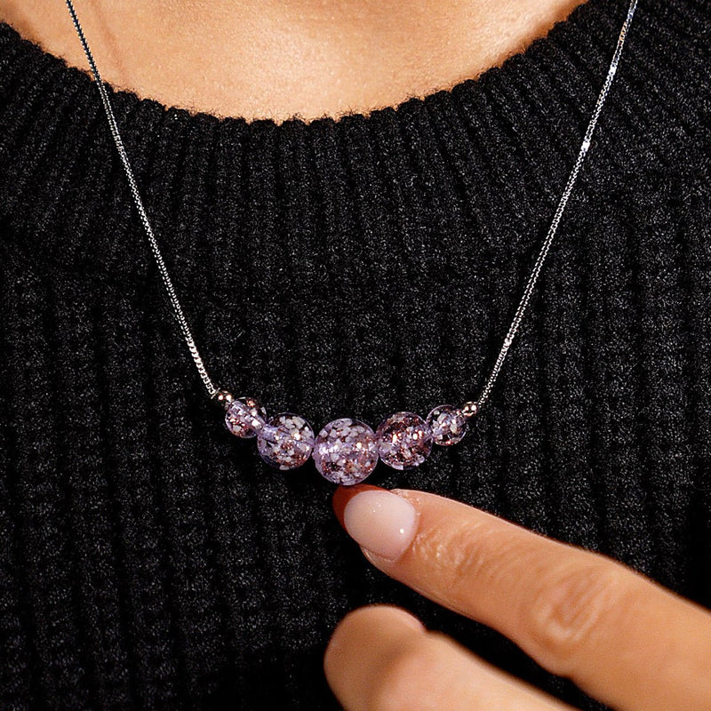 Flieder | 925 Sterling Silber | Glühwürmchen-Glas-Halskette mit Unendlichkeitsverschluss