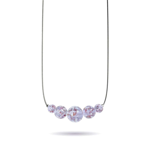 Flieder | 925 Sterling Silber | Glühwürmchen-Glas-Halskette mit Unendlichkeitsverschluss