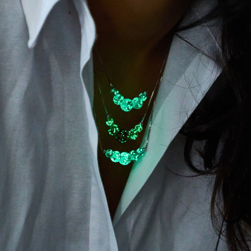 Flieder | 925 Sterling Silber | Glühwürmchen-Glas-Halskette mit Unendlichkeitsverschluss