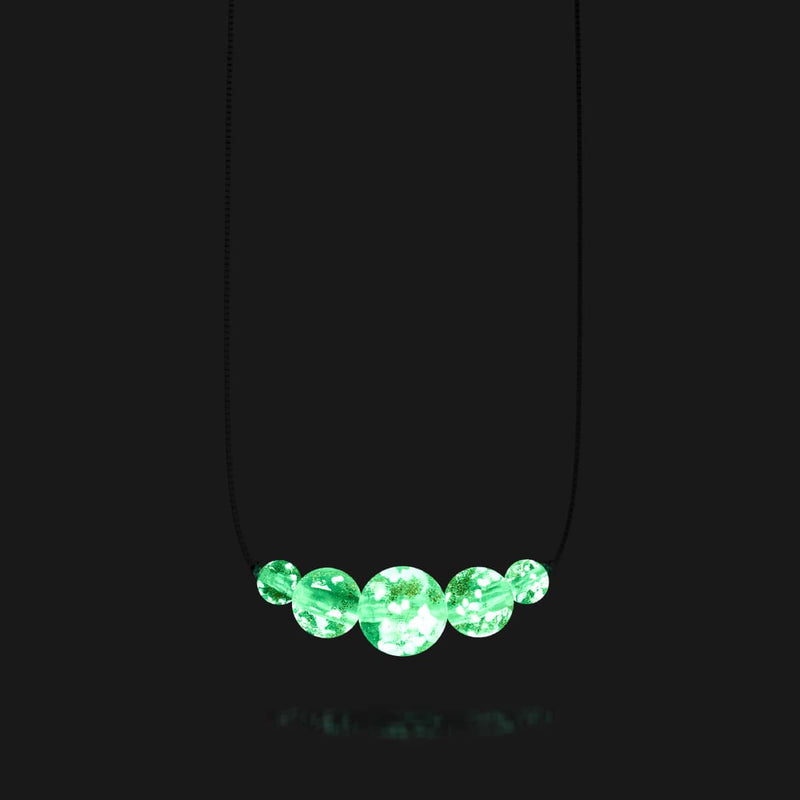 Flieder | 925 Sterling Silber | Glühwürmchen-Glas-Halskette mit Unendlichkeitsverschluss