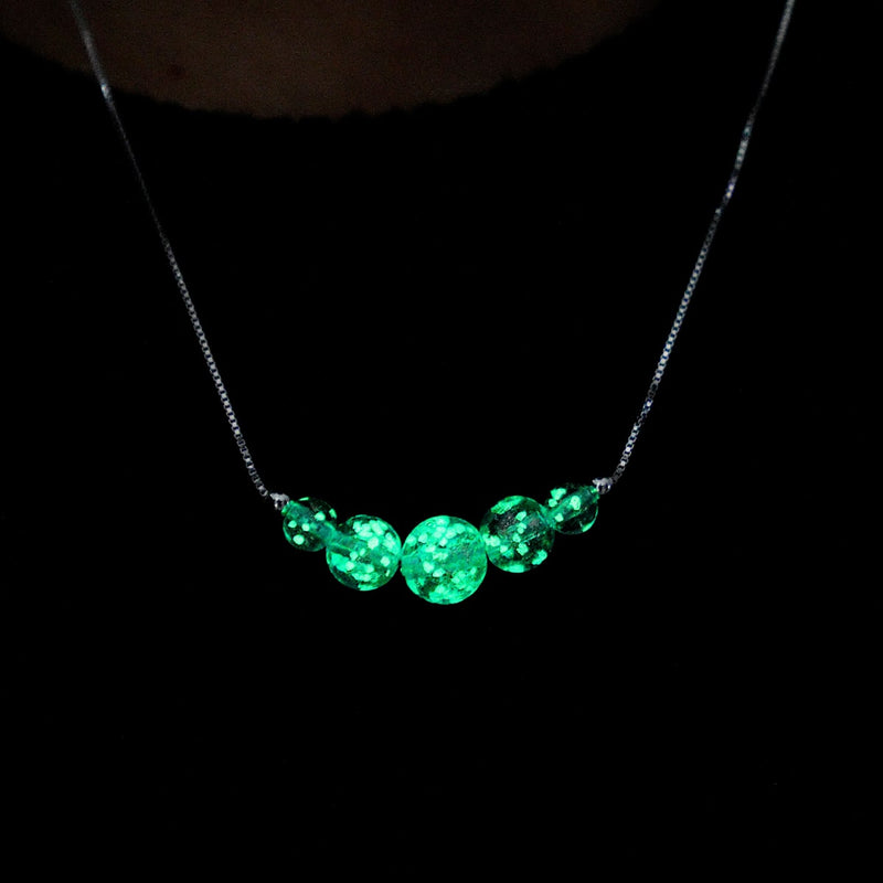 Flieder | 925 Sterling Silber | Glühwürmchen-Glas-Halskette mit Unendlichkeitsverschluss